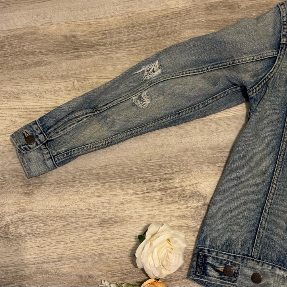 NEW ABLE Merly Wash Denim Jacket Distressed Blue Jean Cotton Jacket Small -$165 - Picture 14 of 14